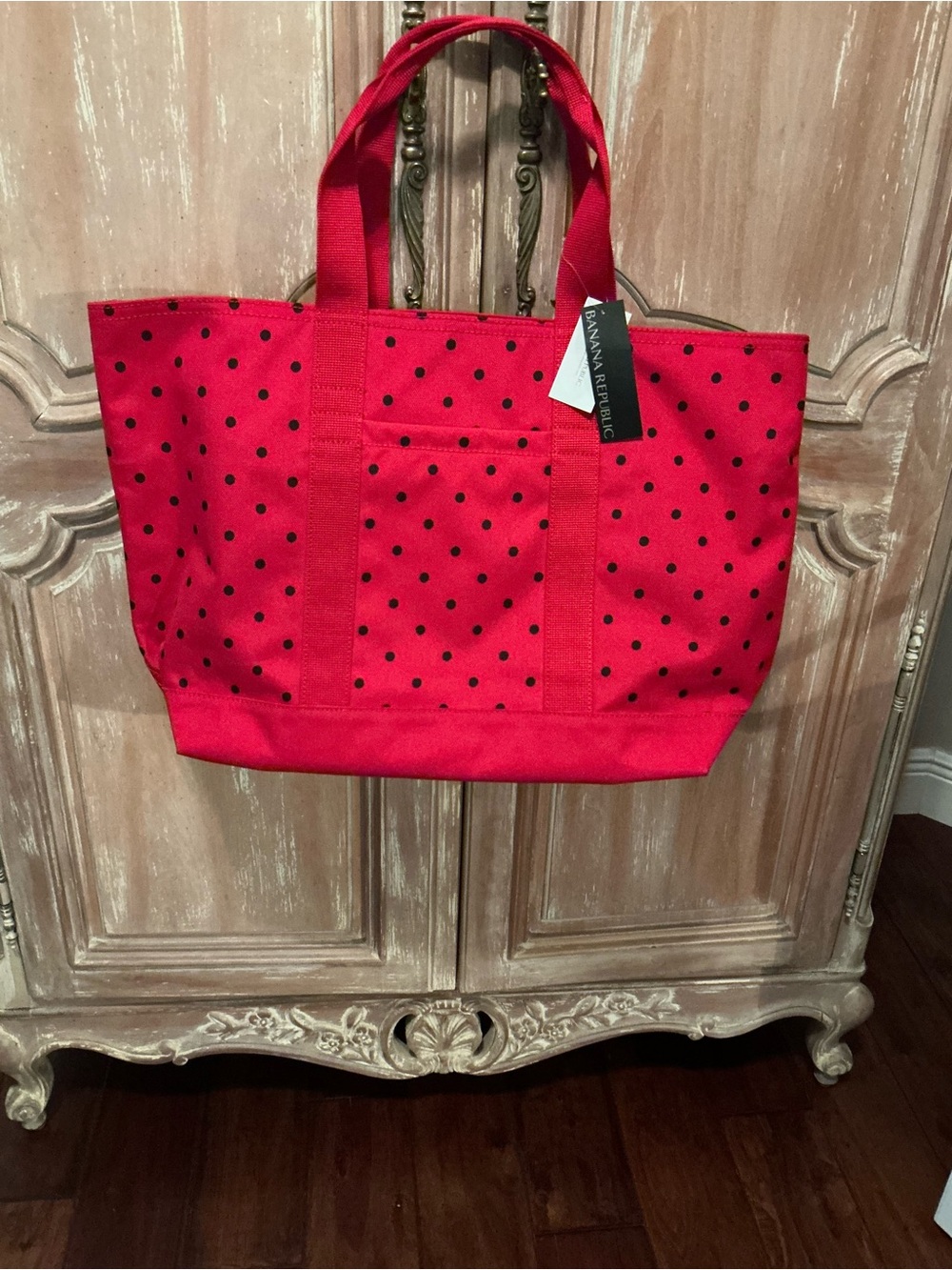 ‼️NWT Banana Republic Red Polka Dot Water Resistent Canvas Tote